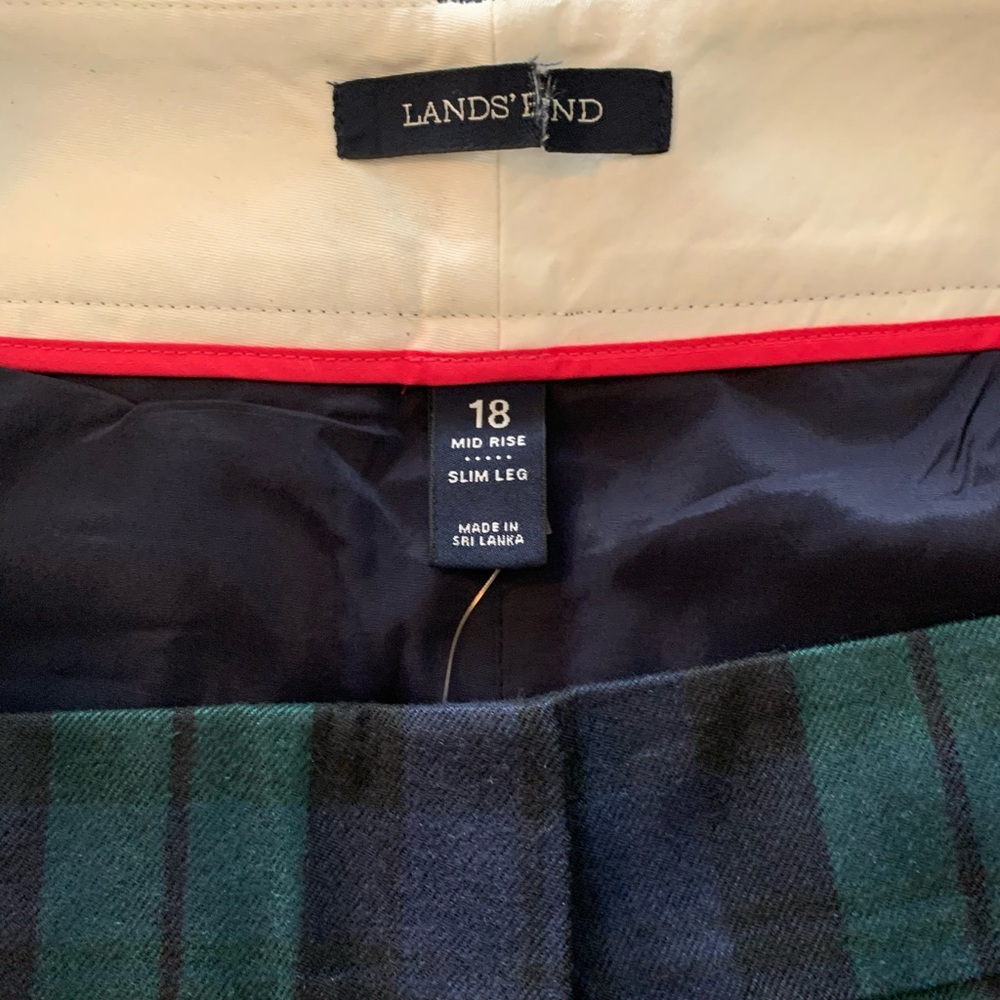 Land’s End Suit Plaid Pants Slim Leg Navy Green 18 - Picture 11 of 15
